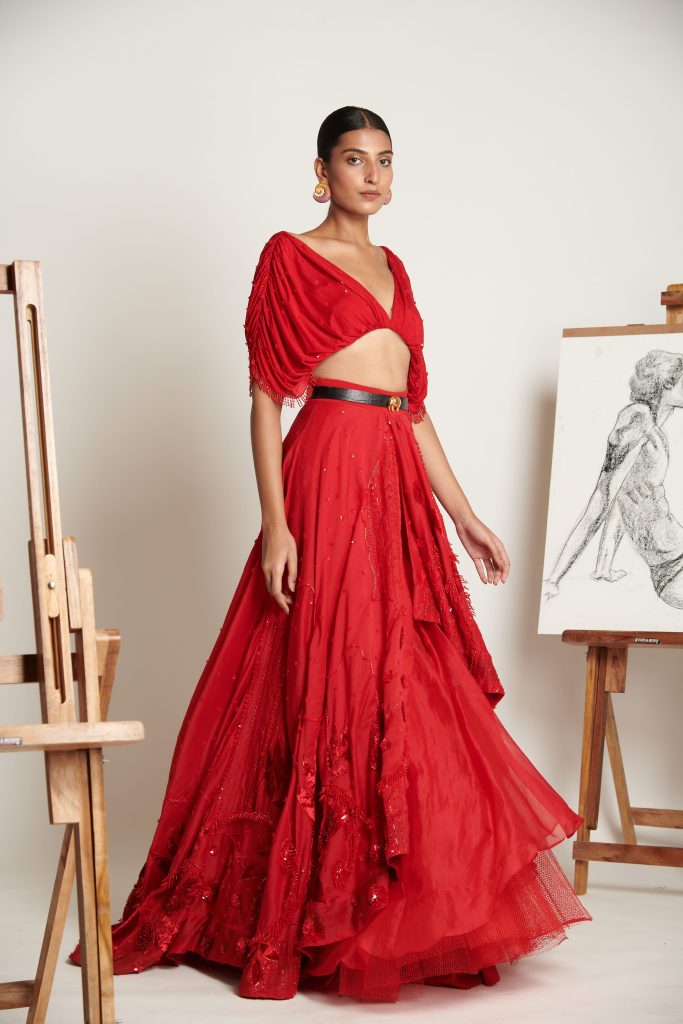 Asymmetrical Hem Lehenga