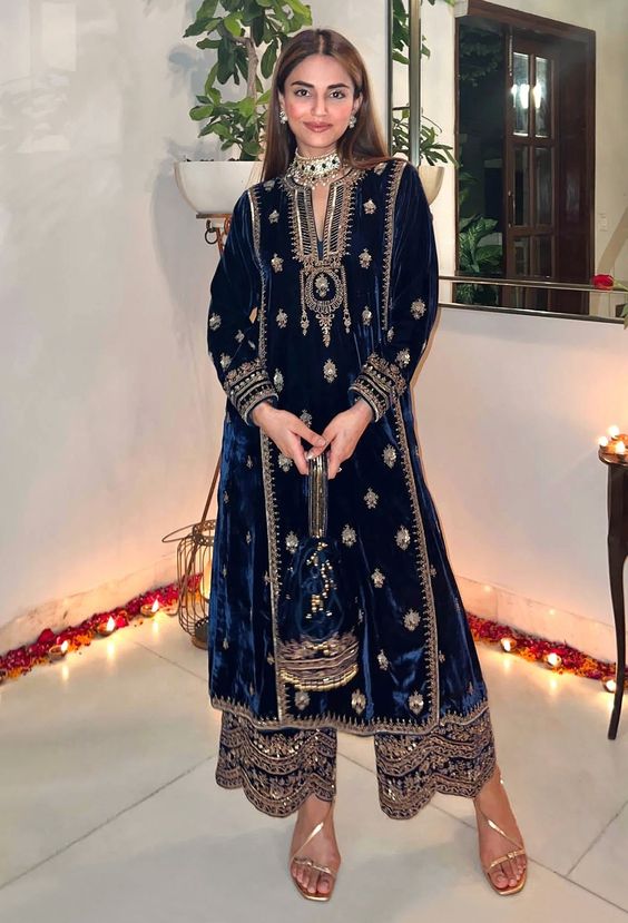 Embellished Velvet Salwar Kameez